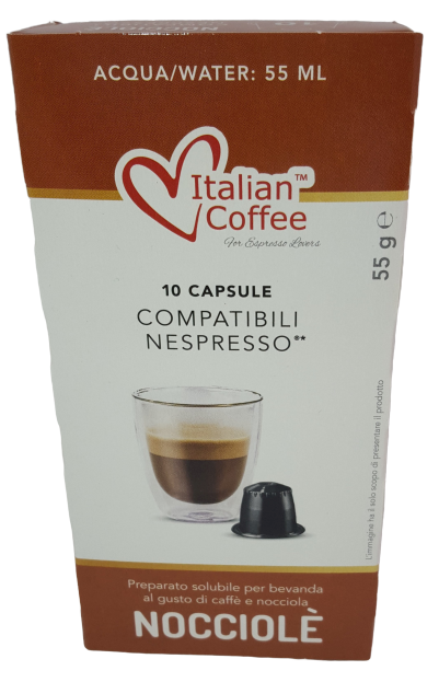 CAFFE' ALLA NOCCIOLA COMPATIBILI NESPRESSO ( 10 CAPSULE )–  ottima-scelta-coffee-shop